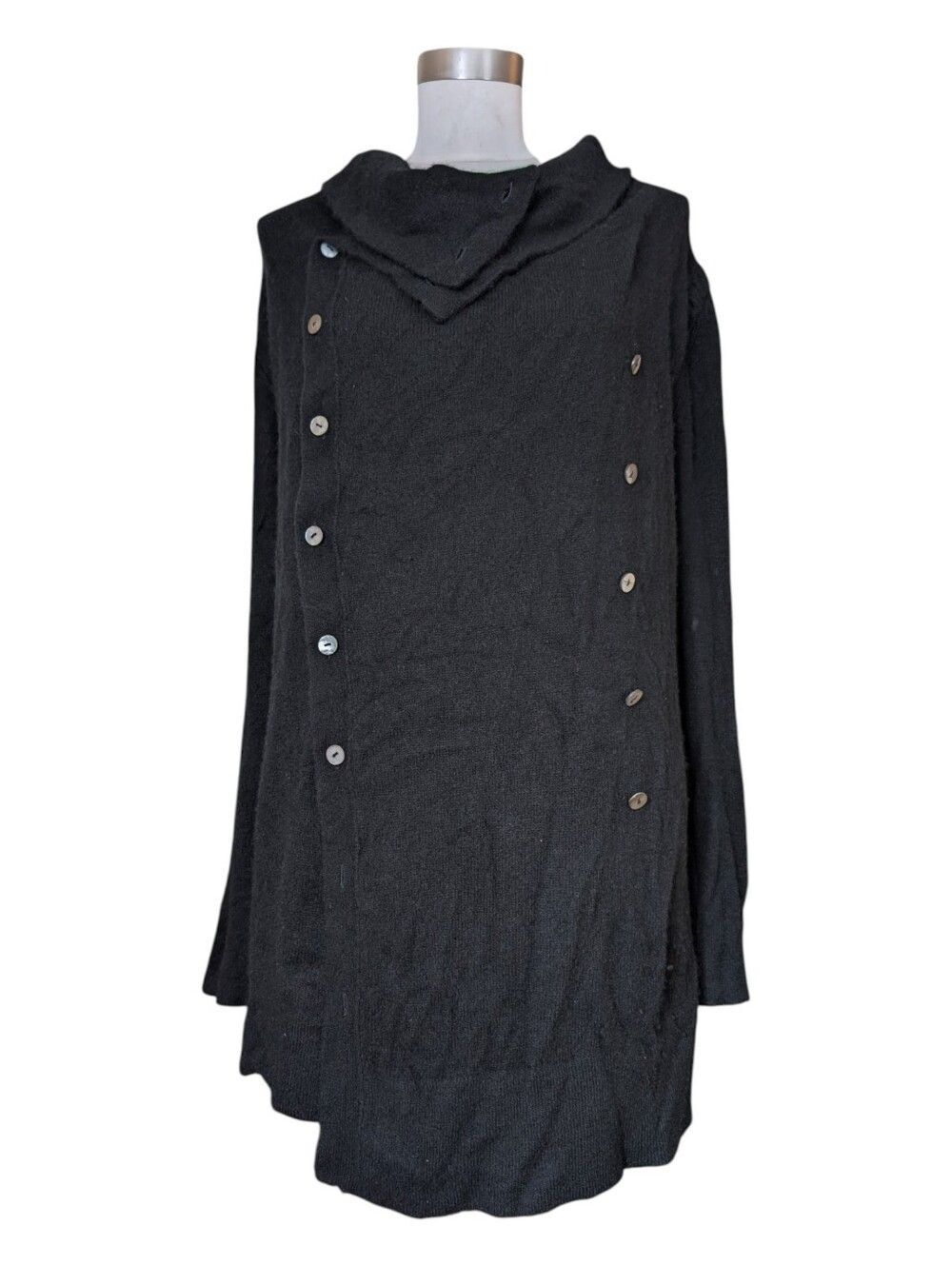 360 Cashmere Black 💯% Cashmere Military Style Double Breasted Cardigan M
